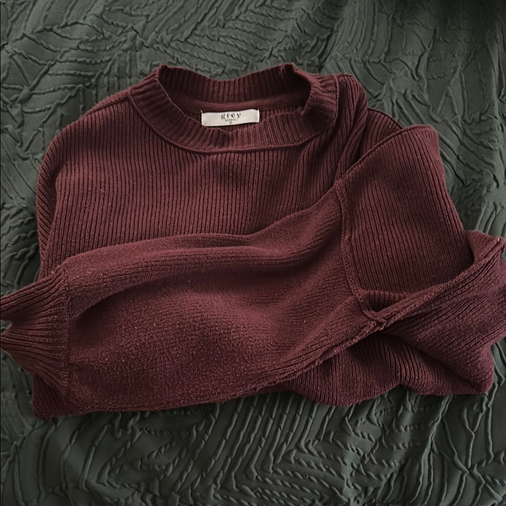 Grey Bandit Burgundy Ribbed Sweater